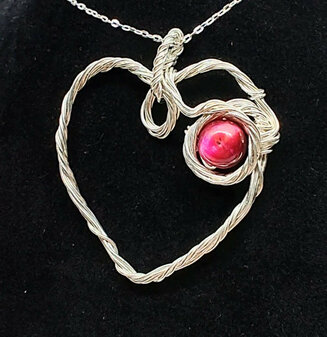 Natural Pink Tiger Eye Heart