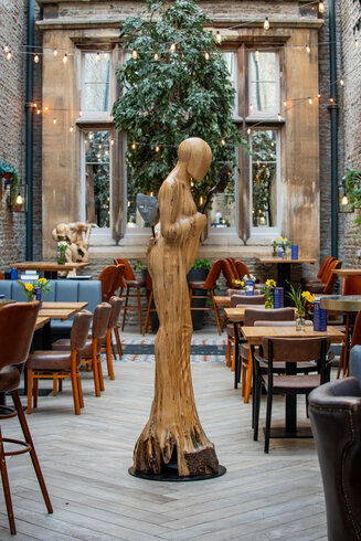 'Masked', Wooden Original Sculpture by Ed Elliott