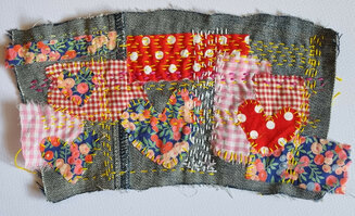 Applique and Boro inspired embroidery panel