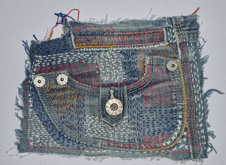 Boro inspired denim pocket