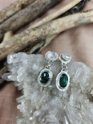 Emerald and Keshi Pearl Earrings