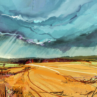 Rain Over Harvested Fields