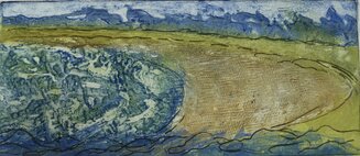 Dog's Bay collagraph with drypoint