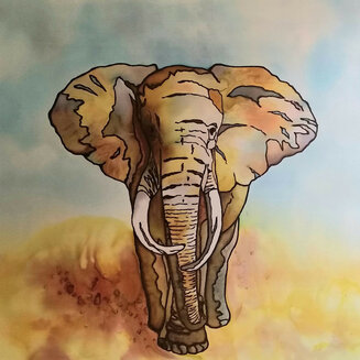 Ellie in the dust - Silk Painting