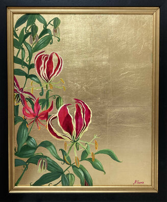 Flame Lilies on Gold