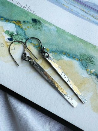 Strandline earrings. Silver and 24ct gold. North collection