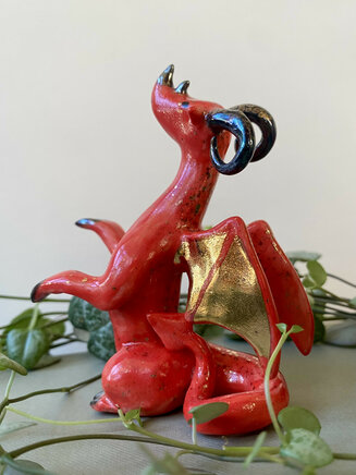 Welsh red dragon sculpture