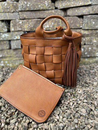 Woven leather mini bucket
