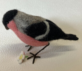 Bullfinch with blossom - Olwen Veevers