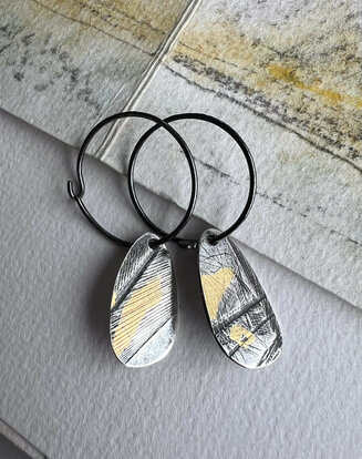 Murmur earrings. silver and 24ct gold. North collection