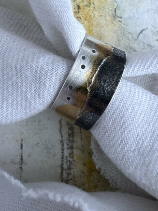 Strandline ring cuff. Silver and 24ct gold. North collection