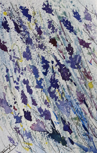 Small Watercolour / Lavender in the Wind