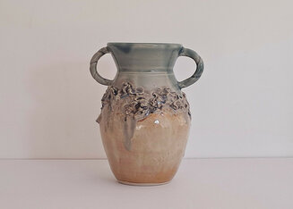 Decorative glazed vase with handles