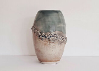 Decorative glazed oval vase