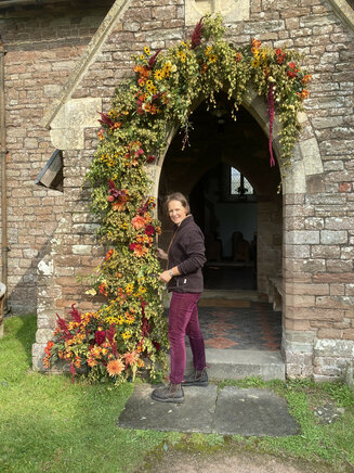 Sustainably arranged fresh flower arch