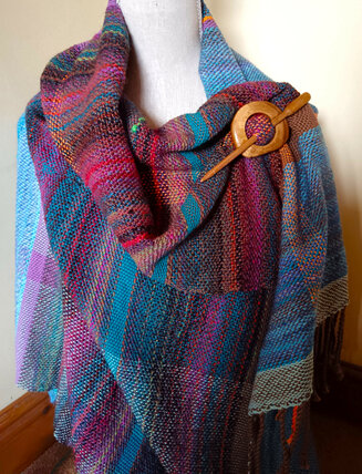 Hand Woven Shawl with Brooch