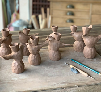 makign of thrush candle holders