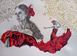 "Beauty" Graphite & Watercolour