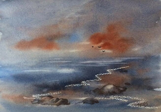 Small Watercolour / Storm At Sea