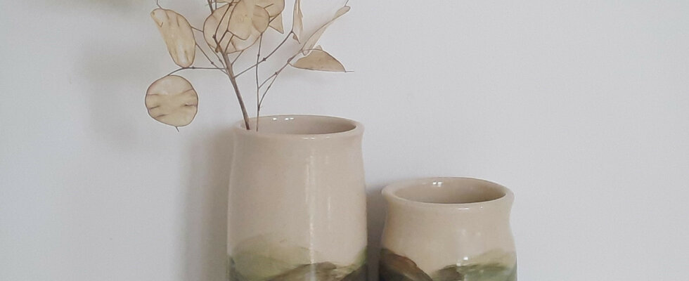 Pair slipware vases