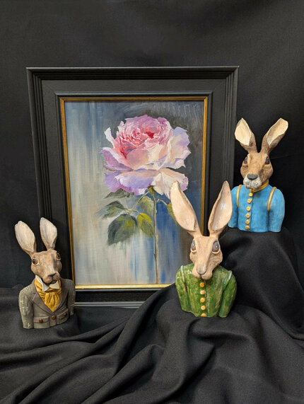 Pink Bush & Trio of Hares.