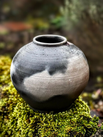 Barrel fired moon jar